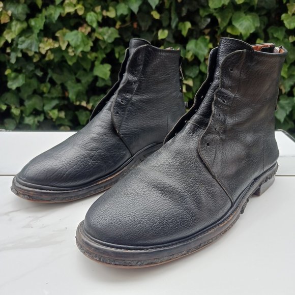 Elia Maurizi Leather Ankle Boots Back Zip Natural Rubber Mid-Sole Size 10.5 M - Picture 4 of 12